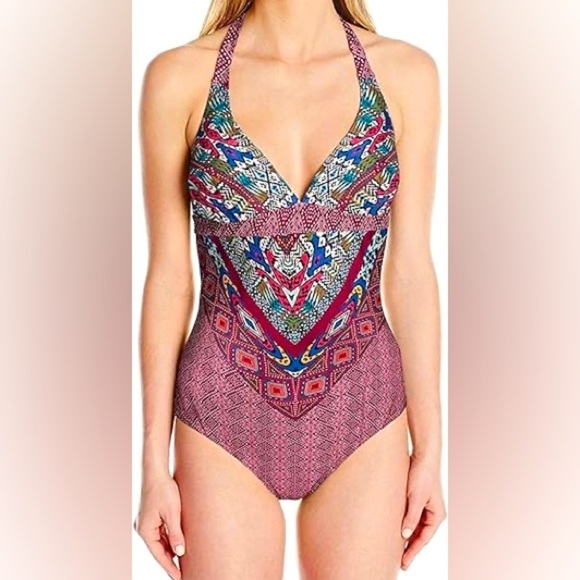 PrAna Swim Lahari Collection One Piece Swimsuit Pomegranate Marrakech Large - Picture 1 of 9